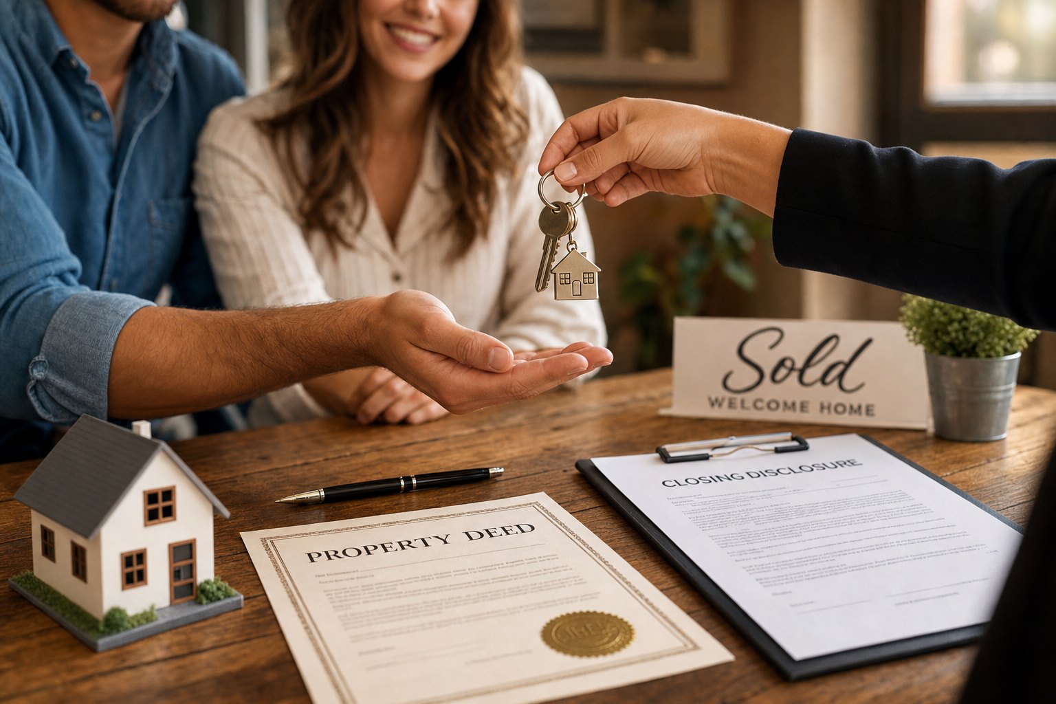 The handover moment — the goal of every transaction.