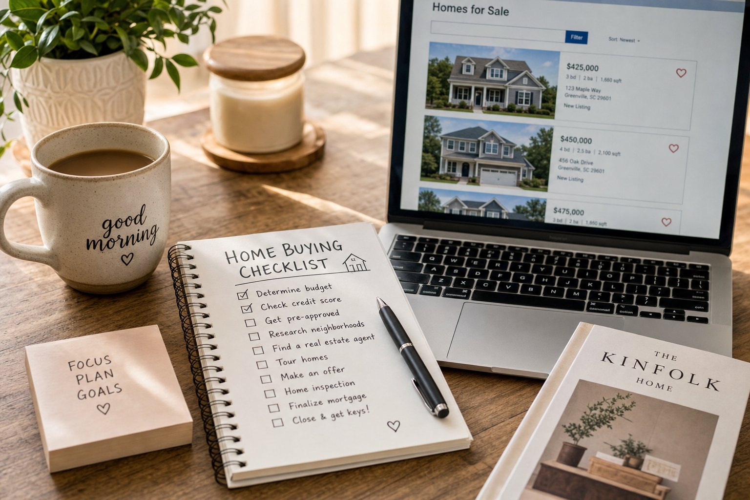 Notebooks, listings, and the early-morning research phase.