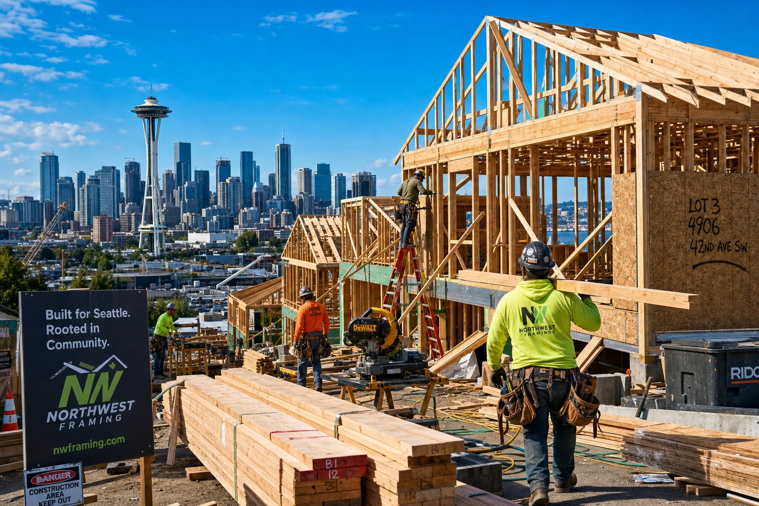 Framing stage — when you can still see how a home is built.