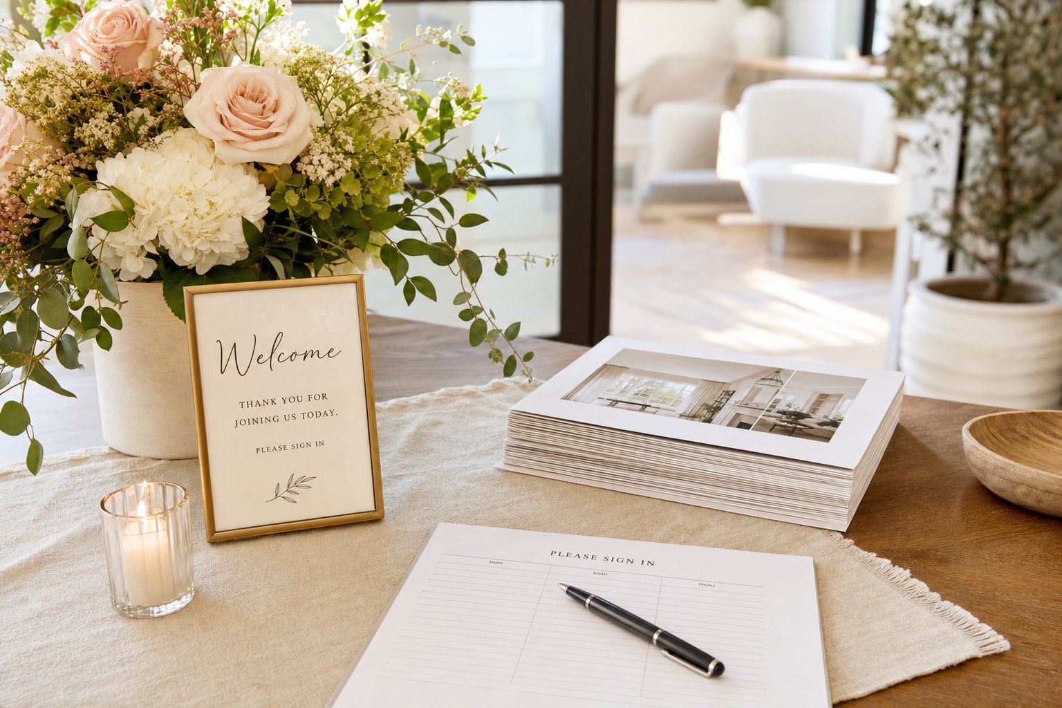 Sign-in tables are your record — but also the seller's record of who visited.