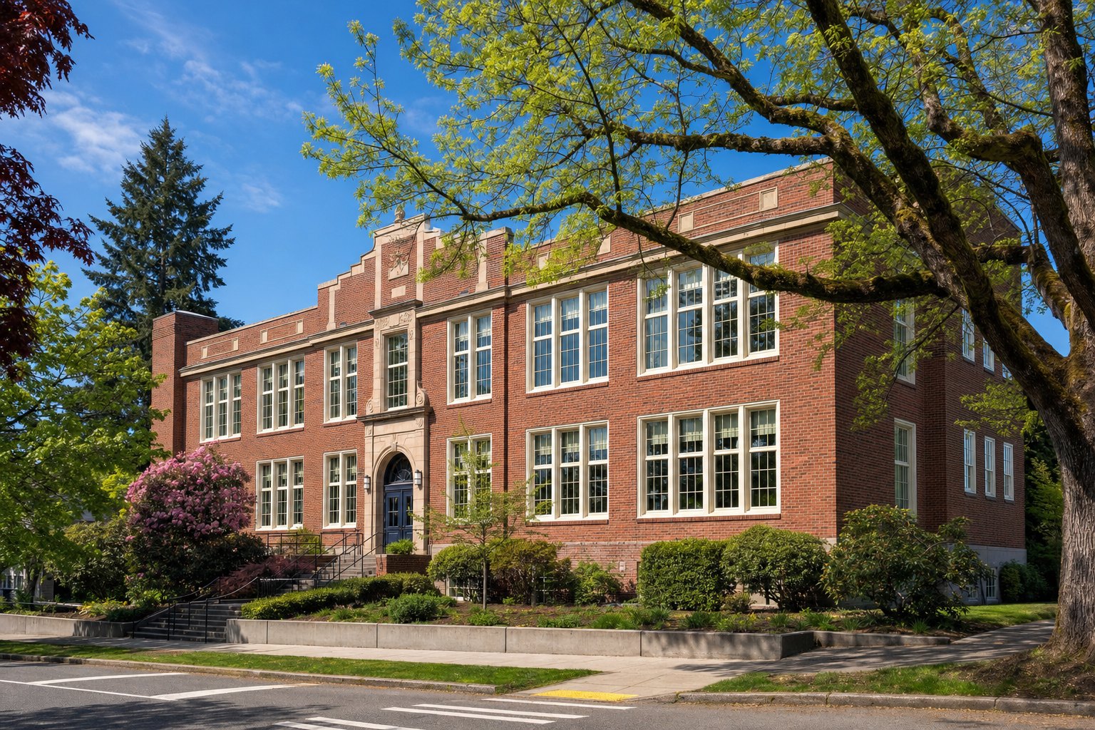 Historic Seattle school buildings anchor many neighborhoods.