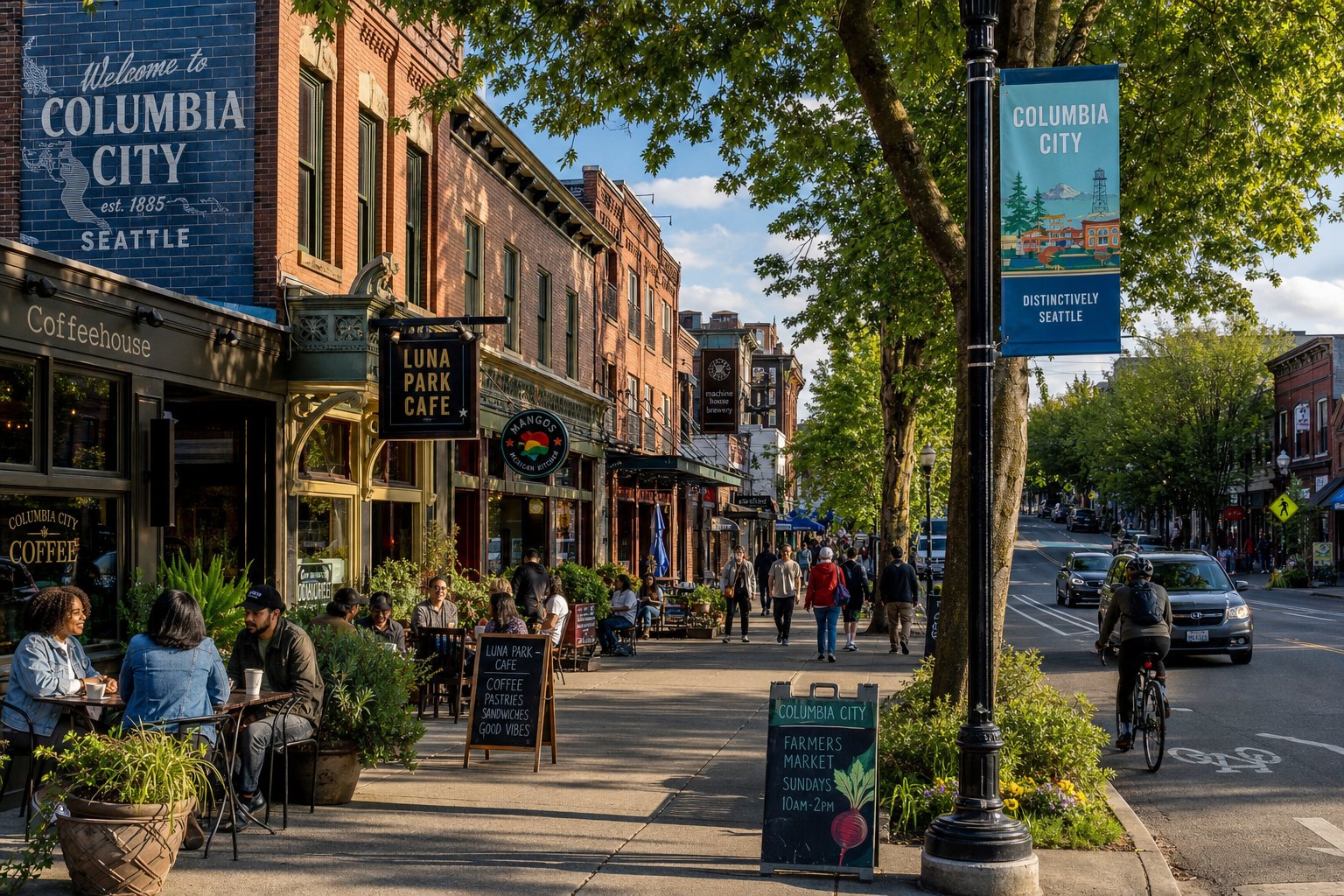 Historic brick storefronts on Rainier Ave S.